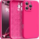 Magnetic for iPhone 16 Pro Max Case [Compatible with Magsafe] [Premium Silicone Satin-Smooth Touch] Slim Shockproof Anti-Scratch Microfiber Lining Case, 6.9 inch, Hot Pink