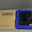 Ambison Case for iPad Air 5th/4th Generation (2022/2020) 10.9'', [Kids Proof] Full Body Protective Cover with 9H Tempered Glass Screen Protector, Rotatable Kickstand & Hand Strap (Blue)