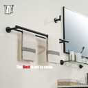 JQK Double Towel Bar 27 Inch, Matte Black Useable Length 24 Inch 304 Stainless Steel Thicken 0.8mm Bath Towel Rack for Bathroom, Towel Holder Wall Mount, TB100L24-PB