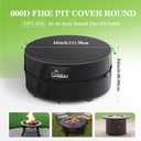 2 x UIRWAY Fire Pit Cover 44 Inch Round, Waterproof Outdoor Fire Pit Cover, 600D Heavy Duty Oxford Fabric Firepit Cover with PVC Coating, Strong Tear & Windproof Patio Fire Pit Table Cover, Black