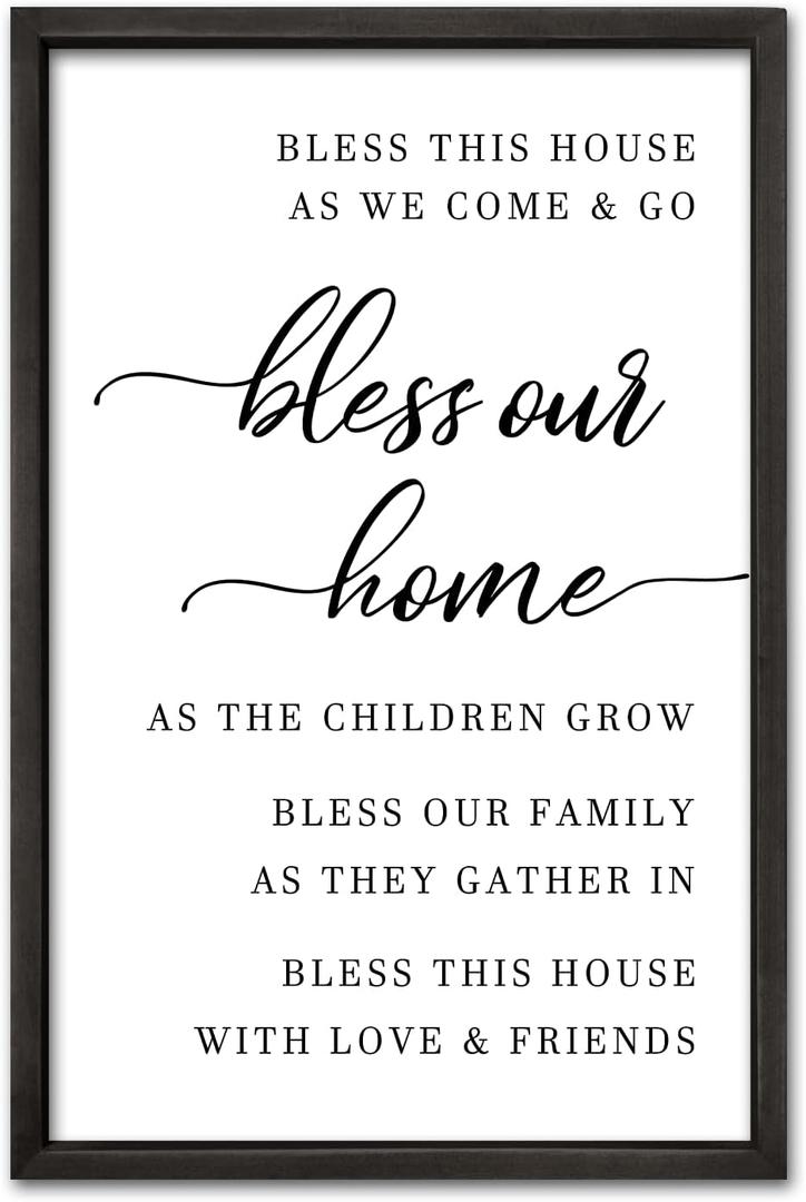 comurdyo Bless This Home Wall Decor 16"24" Modern Rustic Farmhouse Inspirational Blessing Sweet Family Quote Scripture Sign For Living Room Bedroom House Wall Art Hanging (Black)