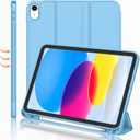 iMieet iPad (A16) Case 11th Gen/iPad 10th Generation Case [11-Inch 2025/10.9 Inch 2022] with Pencil Holder, Trifold Stand Smart Cover with Soft TPU Back,Auto Wake/Sleep(Azure Blue)