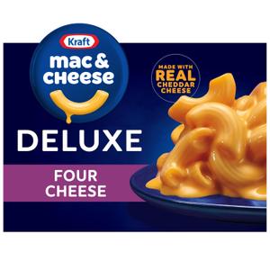 Kraft Deluxe Mac and Cheese, 1 Box, for Easy Dinner or Dinner Sides, Four Cheese, No Artificial Dyes or Flavors, 14 oz (EXP 05/31/26)