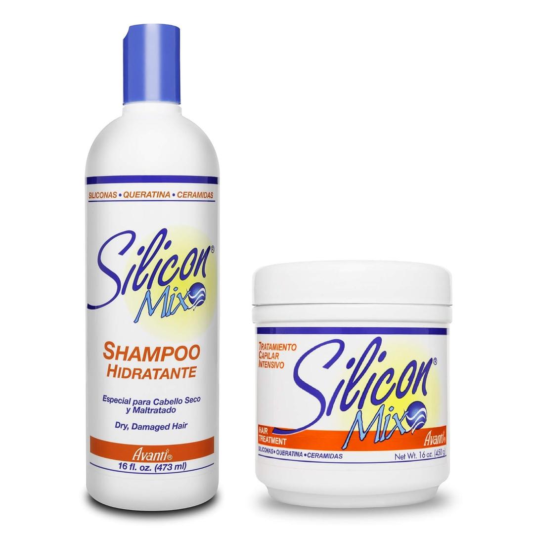 Silicon Mix Hair Treatment & Shampoo 16 oz Combo  Deep Conditioner & Intensive Treatment for Dry, Damaged & Brittle Hair  Moisturizing Formula to Repair, Control Frizz