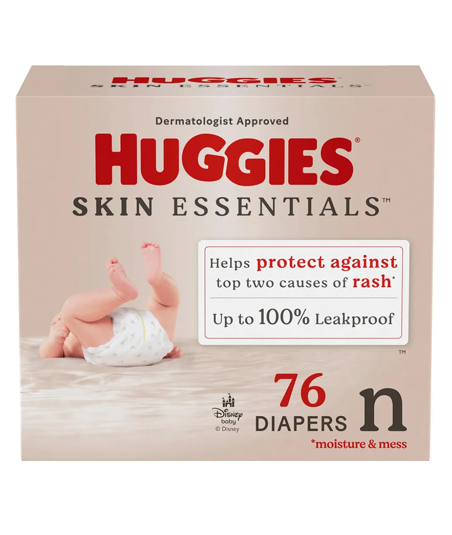 Huggies Size Newborn Diapers, Skin Essentials Baby Diapers, Size Newborn (6-9 lbs), 31 Count, Packaging May Vary
