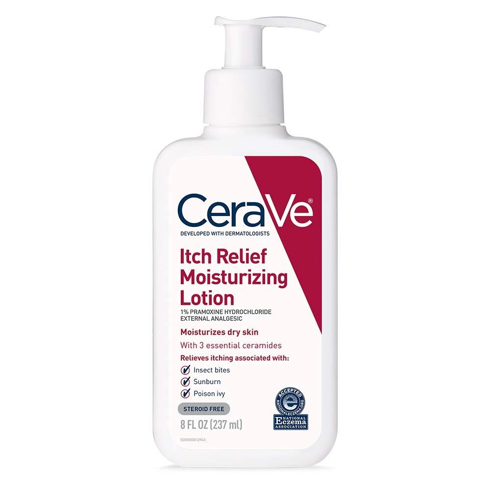 CeraVe Anti Itch Moisturizing Lotion with Pramoxine Hydrochloride, Relieves Itch with Minor Skin Irritations, Sunburn Relief, Bug Bites, 8 Ounce (8 Fl Oz (Pack of 1))
