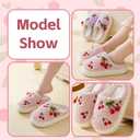 Cherry Slippers For Women Men Cozy Winter Warm Fuzzy Slippers House Slides Shoes Non Slip Cozy Home Bedroom Shoe (Pink)