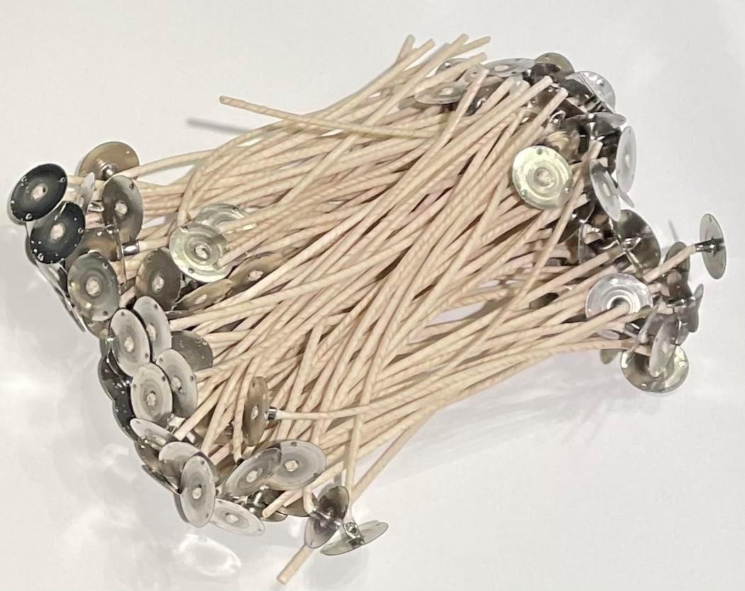 CD Candle Wicks - 6 Inches - Custom Assemblies (Pre-Waxed with Sustainer Tabs) - for DIY Candle Making Supplies - Made in USA - Hand Counted by US Veteran (CD - 6, 25, Piece)