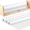 Marsui 18 Inch Wooden Art Paper Roll Dispenser with 3 Easel Paper Rolls, Craft Papers Dispenser Tabletop Roll Holder and Papers Cutter Butcher for Easel Drawing, Art Craft