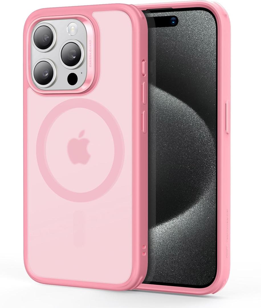 ESR for iPhone 15 Pro Max Case, Compatible with MagSafe, Military-Grade Protection, Yellowing Resistant, Scratch-Resistant Back, Magnetic Phone Case for iPhone 15 Pro Max, Classic Series, Frosted Pink