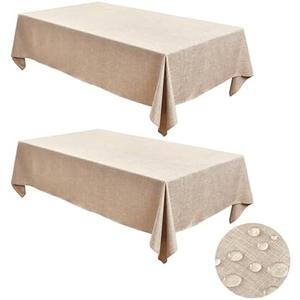 Fitable Faux Linen Tablecloths for Rectangle Tables: Water & Stain Resistant Farmhouse Table Cloth, Washable Burlap Textured Table Covers for Kitchen Dining Party(4 Pack, 52x70 Inch, Beige)