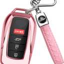 QBUC for Toyota Key Fob Cover with Keychain, Fit for Toyota Venza Corolla Cross Grand Highlander Tundra RAV4 Prime Prius Land Cruiser Sequoia Sienna Crown Tacoma 2025 Camry (Pink)