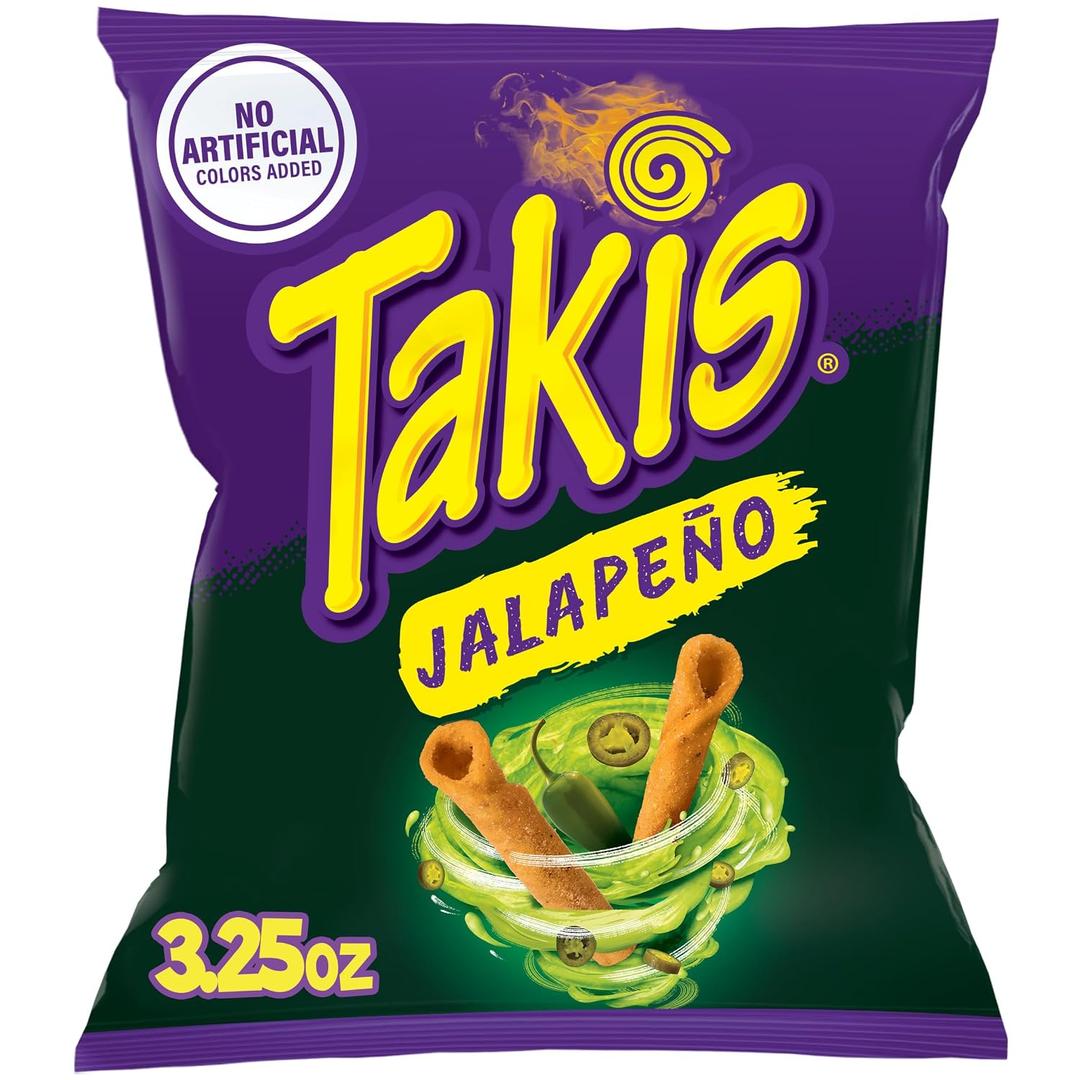 Takis Jalapeno Rolled Tortilla Chips, 3.25oz Bag Best By 10/12/26