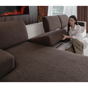 Couch Cushion Covers for Sectional Sofa, Stretch Soft Sofa Slipcovers Washable Wear-Resistant Universal Furniture Protector for Living Room(1 Piece Back Couch Cover, Brown) 