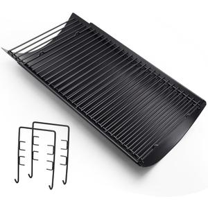 Hiorucet 23.38" to 41.5" Adjustable Ash Pan Drip Pan for Chargriller 5050 5650 2121 5072 3001 1624 2828 2823 2123 Charcoal Grills, Royal Gourmet Charcoal Grill CC1830SC, Part with 2pcs Grate Hanger