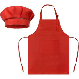SUNLAND Kids Apron and Hat Set Children Chef Apron for Cooking Baking Painting (Small, Red) SUNLAND Kids Apron and Hat Set Children Chef Apron for Cooking Baking Painting (Small, Red)