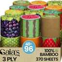 Gaias Premium and Soft Fruit TP Organic Bamboo Toilet Paper | 48 Mega Rolls, 3 Ply, 370 Sheets | FSC Certified, PFAS & BPA Free, Eco-Friendly, Sustainable Tissue - Plastic Free, Septic Safe, Vegan