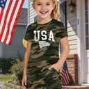 TIEEI 4th of July Dress Mother Daughter Matching Dresses 4th of July Short Sleeve Outfits