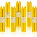 14 Pack Beeswax Taper Candles, Handrolled Bees Wax Candle for Home, Dripless & Unscented Candle Sticks, 9" Tall, Natural Yellow Beeswax Candles by Kissingfish
