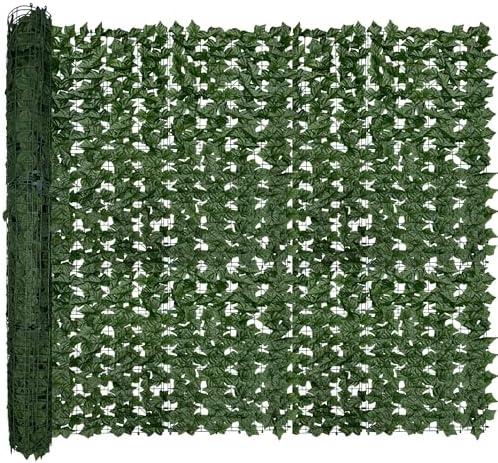 DOPGIB Artificial Ivy Privacy Fence Roll Screen,128" by 72" (64 SQFT) UV-Anti Faux Hedge Fence and Fake Ivy Vine Leaf Wall Panels for Indoor&Outdoor Green Backdrop, Garden Greenery Decor