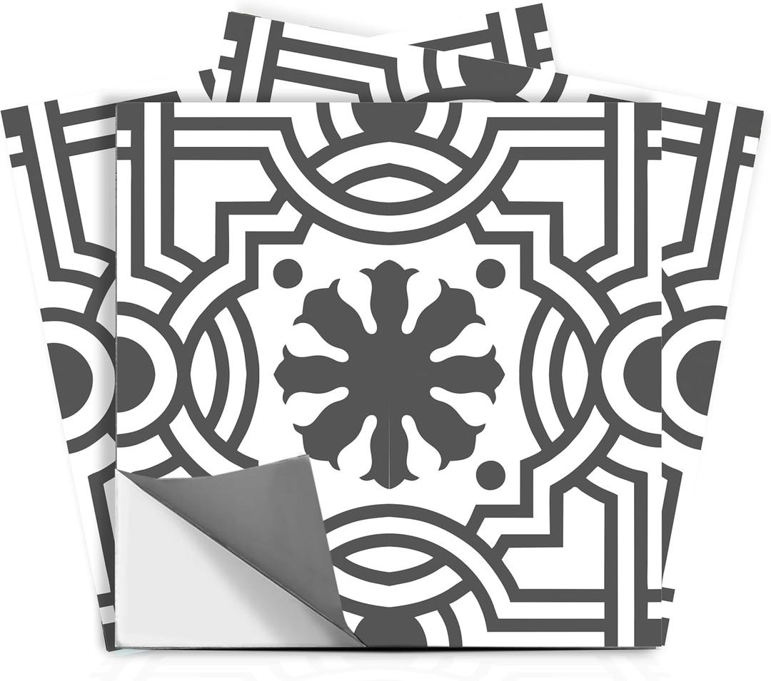 Bleucoin Santiago Black Peel and Stick Tile Stickers Vinyl Self-Adhesive Backsplash for Kitchen & Bathroom Water-Resistant & Removable Tile Decals for Instant Makeover (4" x 4" (44 pcs))