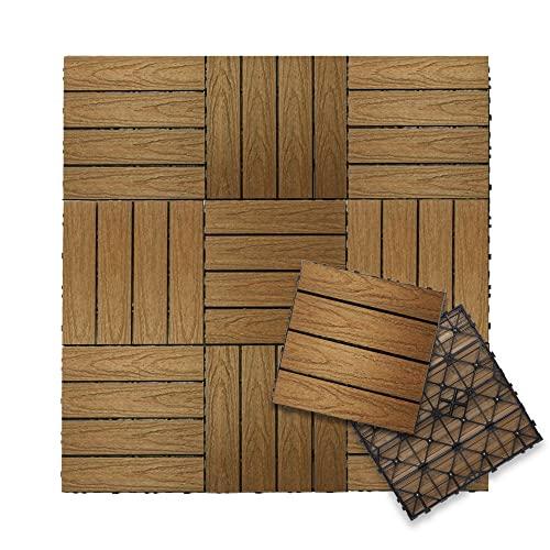 NewTechWood UltraShield Naturale 1 ft. x 1 ft. Quick Deck Outdoor Composite Deck Tile in Peruvian Teak (10 sq. ft. Per Box)