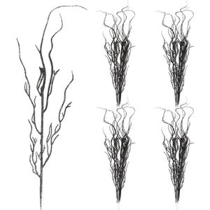 Yunsailing 16 Pcs Christmas Branches for Tree Decor 18 Inch Glitter Bendable Curly Willow Branches Lifelike Artificial Twigs for Vases Faux Tree Stem for Home Party Decoration (Black)