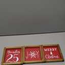 pechpell 3 Pcs Christmas Wooden Sign, Merry Christmas Joy Wall Decor, Indoor Red Holiday Decorative Signage Wood Plaques Wall Art Table Top Shelf Desk Tiered Tray Rustic Farmhouse Decorations for Home