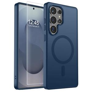 SUPFINE Magnetic for Samsung Galaxy S25 Ultra Case with Screen Protector, (Compatible with MagSafe) (Military Grade Drop Protection) Slim Translucent Shockproof Phone Case,Sapphire Blue