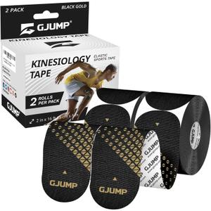 Kinesiology Tape, Precut Athletic Sports Tape 40 Strips (2 Rolls) | Waterproof Breathable Muscle Tape for Pain Relief & Joint Support, Elastic Physical Therapy Tape Hypoallergenic & Latex-Free