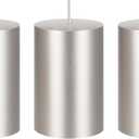 Mega Candles 3 pcs Unscented Solid Silver Pillar Candles, Hand Poured Premium Wax Candle 2 Inch x 3 Inch, Home Dcor, Spas, Weddings, Celebrations, Party, Centerpieces, Holidays, Vigils, Prayers