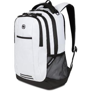SWISSGEAR Cecil 18-Inch Laptop Backpack Fits 16-Inch Laptop, Travel Daypack with Organizer Pockets, Water Bottle Holders & Padded Straps – White