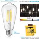 Vintage LED Dimmable Edison Light Bulbs 100W Incandescent Equivalent, 8W 1200Lumens, E26 Base LED Filament Bulb, 5000K Daylight White, ST64/ST21 Antique Clear Glass for Home, Reading, Bathroom, 4-Pack