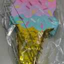 BLUE PANDA Ice Cream Pinata for Birthday Party Decoration & Ice Cream Party Favors - Small Cardboard, 16.4 x 7.6 x 2.9 In, Pink, Blue & Yellow