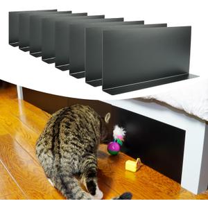 Black Toy Blockers for Furniture, 8 Pack 16" L x 7.5" H Under Bed Blocker for Pets, Adjustable Gap Bumper Under Couch Blocker, Stop Things from Going Under Couch Sofa Bed with Strong Adhesive
