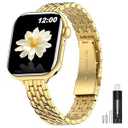 MioHHR Slim Metal Bands Compatible with Apple Watch Band 49mm 46mm 45mm 44mm 42mm (Series 3/ 2/ 1), Thin Stainless Steel Chain Strap Bands for Women iWatch Series 10 9 8 7 6 5 4 SE 3 2 1, Gold
