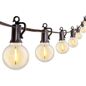 Brightown Outdoor String Lights 29 Feet G40 LED Patio Lights, Plug-in, 13 Plastic Edison Bulbs(1 Spare), Waterproof Connectable Hanging Light for Backyard Porch Balcony Party Decor, E12 Base, Black