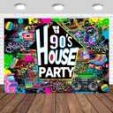 90s House Party Backdrop 8x6ft Hip Hop Retro Graffiti 90's Party Decorations Photography Background Banner Photo Studio Props (8x6ft)