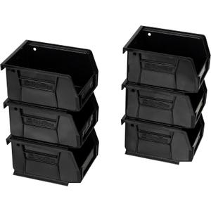 Akro-Mils 30210 AkroBins Plastic Storage Bins, Space-Saving Stackable Bins for Garage, Pantry, Craft Organization, 5" x 4" x 3", Black, 6-Pack