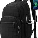 kadilong Laptop Backpack for Women College Travel,Quilted Daypack Bookbag for School Teen Girls Mochilas Mujer,Black (15,6 inch)