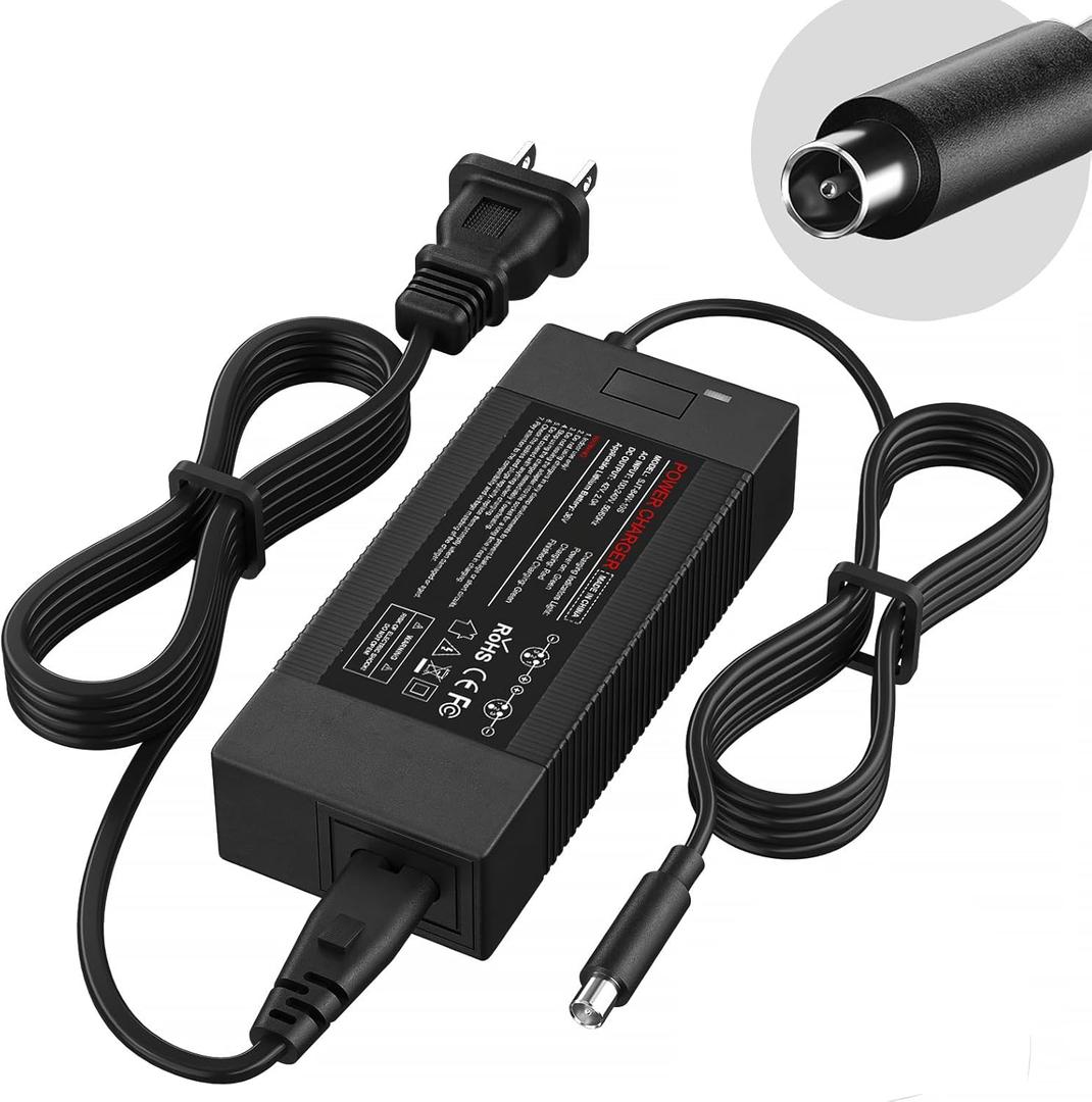 36V Lithium Battery Charger, 42v 2a Replacement Charger with RCA Connecter, for Ninebot, Volpam, Segway, Roinside Navic, Bird, Lime, Lime-S, Skip, Spin Electric Scooters (for 36V Lithium Batteries only)