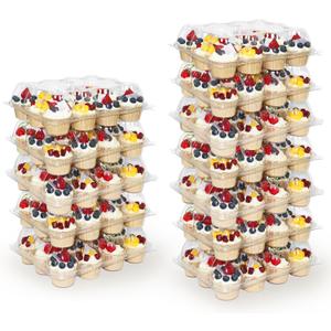 WIKDAY 12 Count x 12 Sets Plastic Cupcake Containers, Durable and BPA-Free Cupcake Holder with Lid for Easy Transport Storage, Stackable Clear Cupcake Carriers, Reusable Dessert Boxes