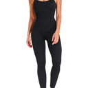 Women's Workout Jumpsuit Built In Bra Yoga Ribbed One Piece Outfits Athletic Rompers Tummy Control L