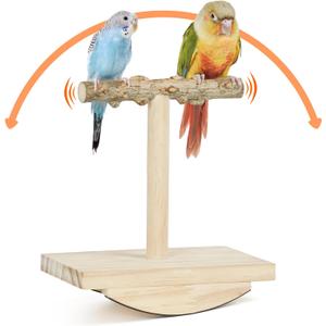 Bird Perch Training Parakeet Toys Interactive Cockatiel Perches, Wooden Bird Swing Playground Stand Parrot Enrichment Toy for Parakeet, Cockatiel, Budgie, Conure, Lovebird