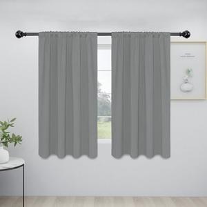Curtains for Bedroom, Room Darkening Window Curtains for Living Room, Thermal Insulated Noise Reduction Solid Window Drapes, 2 Panels(39"x62" Light Gray)