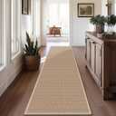 10ft Natural Jute Hallway Runner Rug Non Slip Washable, Rubber Backed Long Khaki Indoor Entryway Runner, Absorbent Kitchen Carpet Sink Rug