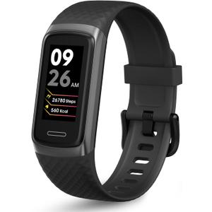 OCTANDRA Active 2 VeryFit Fitness Tracker Heart Rate SpO2 Blood Oxygen Saturation Sleep Monitor 1.05" Screen Activity Step Counter Pedometer IP68 Waterproof Smart Watches for Men Women (ID155) (Black)