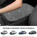 DXNQ Bling Car Armrest Cover, 11.8"8.5" Crystal Rhinestone Auto Center Console Protective Cover, Bling Charming Arm Rest Cushion Pad for Most Cars SUVs Trucks, Car Accessories (Black&White)