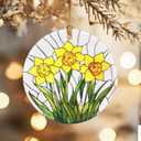 3 x Christmas Ornaments, 2.8in Ceramic Birth Flower Ornament, Xmas Decor, Christmas Tree Ornaments, Xmas Decorations for Tree, Holiday Ornament, Birth Flower Gifts, Gift Ideas, Gifts for Women - Mar