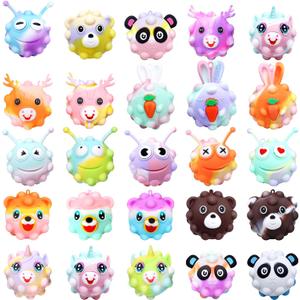 24 Pack Easter Gifts for Kids - 3D Jungle Animal Pop Fidget Toy with Gift Cards for Kid Boys Girls, Party Favors School Classroom Gifts Exchange Goodie Bags Prefilled Easter Eggs Stuffers